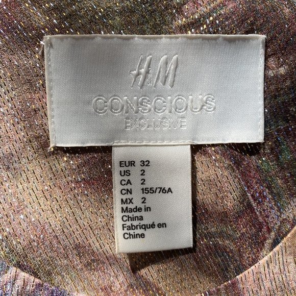 H&M Conscious Collection 2016 Size 2 Gold Silk Dress - Picture 2 of 4